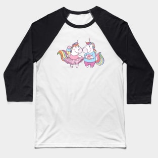 Unicorns in Love with Donut and Ice cream Baseball T-Shirt
